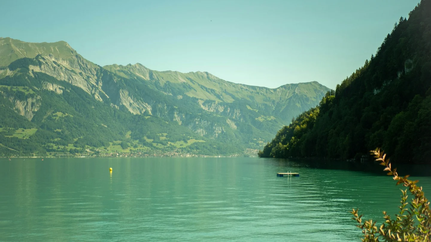Lake Brienz with green mountain slopes